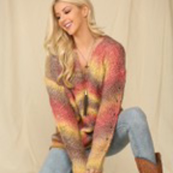 Coral Mocha Chevron Oversized Sweater USA - Picture 4 of 6